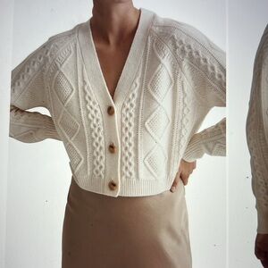 Madewell Cropped Cable Knit Sweater